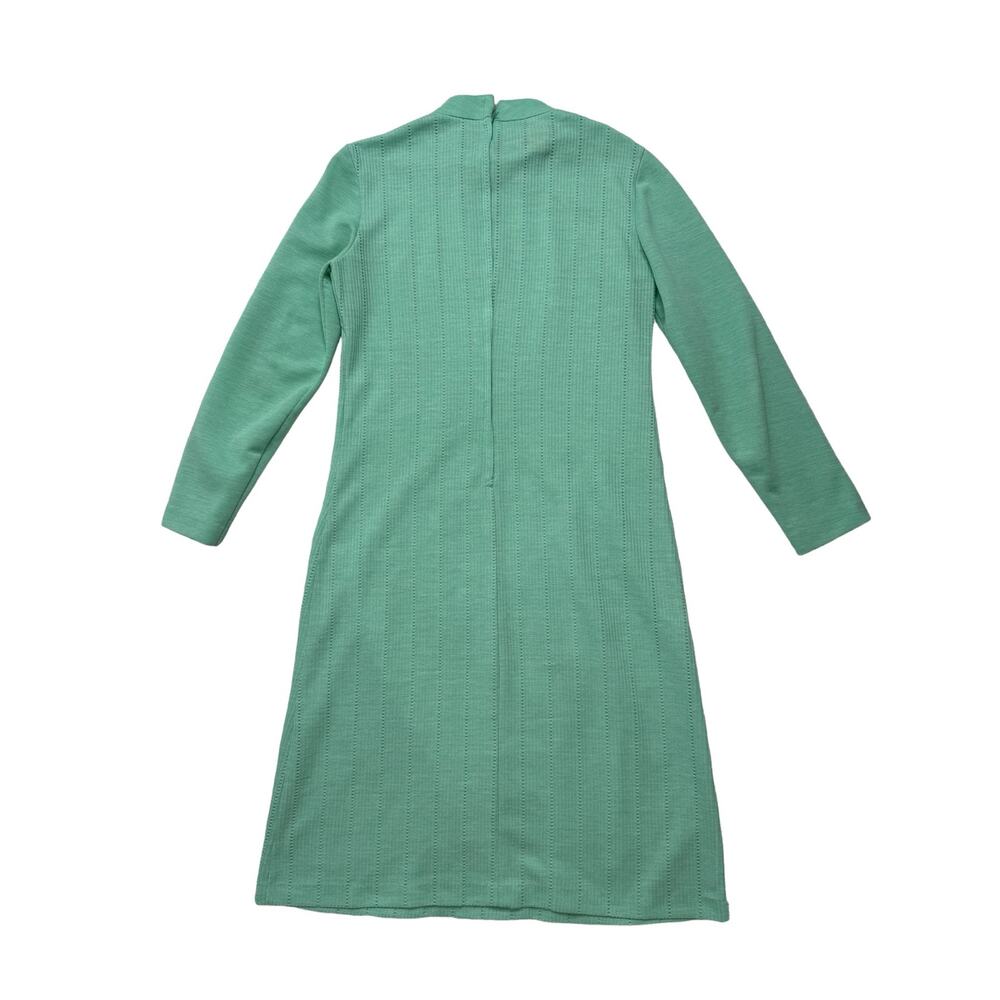 Vintage BLEEKER STREET Seafoam Green 70s Long Sleeve Eyelet Shirt Dress Size 11 - Picture 5 of 11